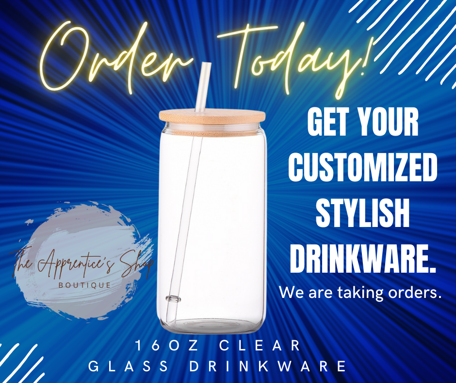 Customized 16oz Glass Tumbler with Bamboo Lid