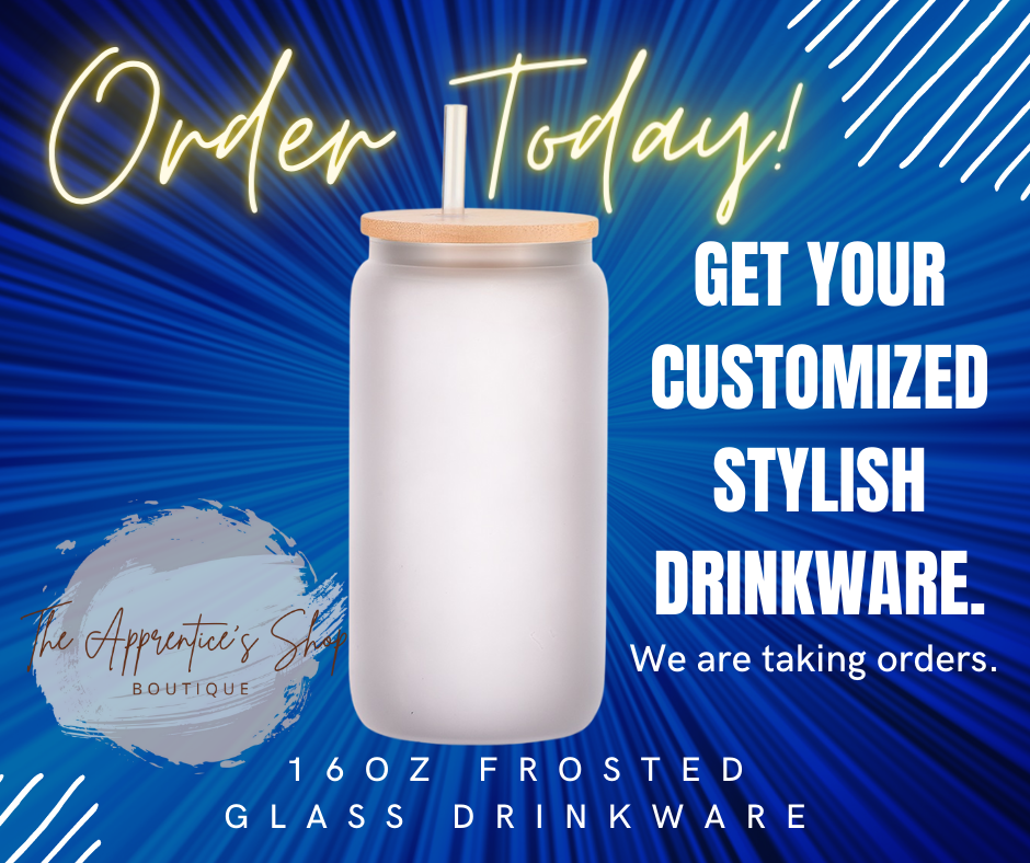 Customized 16oz Glass Tumbler with Bamboo Lid